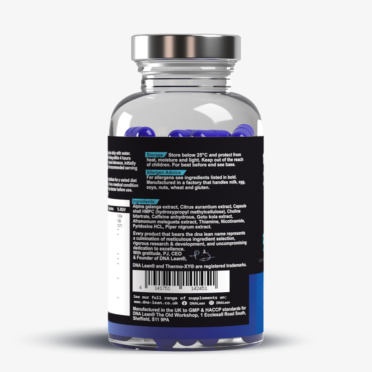 DNA Lean Thermo-XY Fat Burner For Men Ingredients 